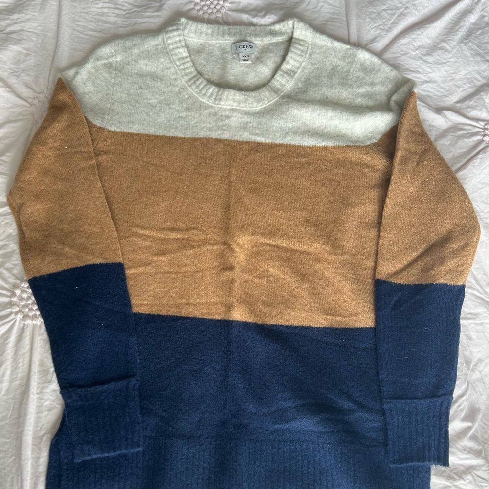 J. Crew Women’s Crewneck Sweater in Cream, Camel, and Blue